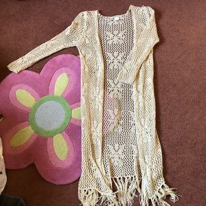 Cream, Open Knit Cardigan